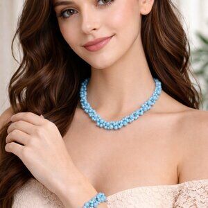 Jade Green Necklace & Bracelet Set – Semi-Precious Stones